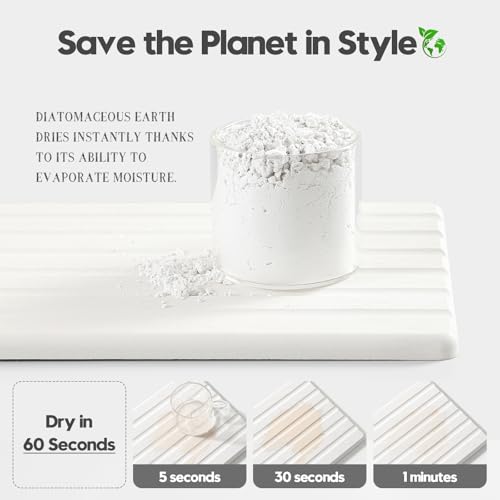 2PCS Water Absorbing Stone Drying Tray Mat for Bathroom Sink & Kitchen Counter Organizer, Quick Dry Dish Soap Dispenser Sponge Holder, Vanity Sink Caddy, Drink Bar Coaster, White - 10"*6" - color: 2pack-10"x 6" - White