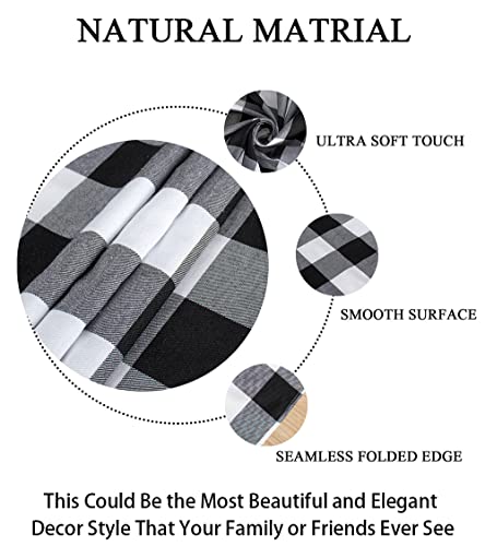 ShinyBeauty Checked Square Tablecloth 54x54-Inch Black and White Buffalo Plaid Tablecloth Washable Cotton Table Cover Gingham Tablecloth for Dining Room Table Linen Christmas - color: Black & White, size: 54" x 54" (Square)