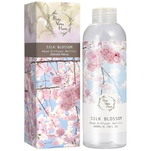 Reed Diffuser Oil Refill, Silk Blossom, 6.76oz（200ml Scented Oil Refill for Reed Diffuser Home Fragrance for Bedroom, Bathroom Office Home Decor - color: Silk Blossom