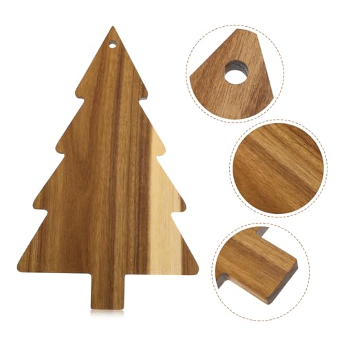 Homoyoyo Wooden Christmas Tree Charcuterie Board Serving Pizza Board Small Round Cutting Home Decorative