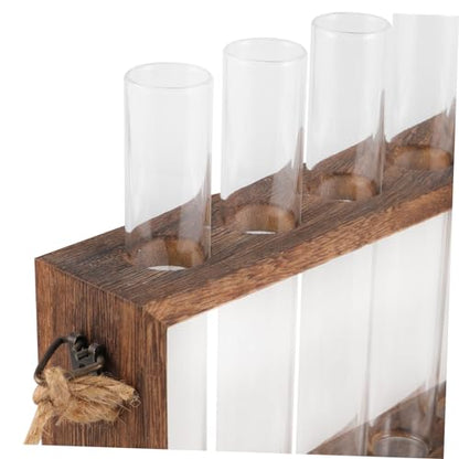 Toyvian 1 Set Wall Mounted Hydroponic Planter with Wooden Stand of Glass Test Tube Vases for Home Decoration for Plant Terrariums and Propagation Stations