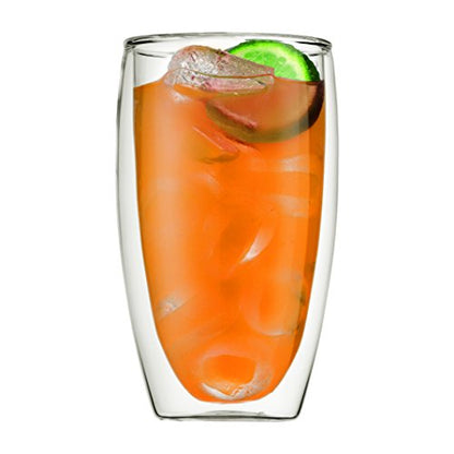 Bodum 15oz Pavina Double Wall High-Heat Borosilicate Glass, Set of 2, Clear - size: 15 oz, style: Set of 2