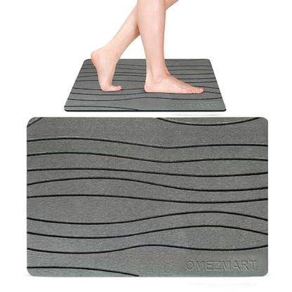 Stone Bath Mat for Bathroom – Diatomaceous Earth Quick Dry Bath Mat, Non Slip, Mold Resistant Stone Shower Mat (24×16" Grey) - color: Grey