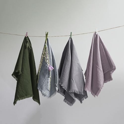 Handmade Cloth Napkins 100% Cotton Napkins with Fringe，Delicate Handmade Cloth Napkins for Dinners, Parties, Weddings and More，18 x 18 Inch Set of 4 - Olive Green - color: Olive Green