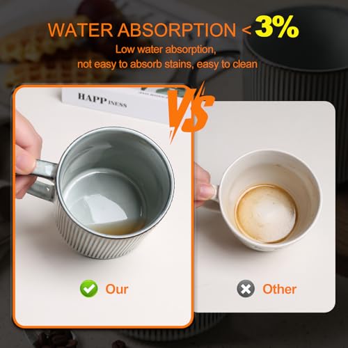 MONITO Coffee Mugs Set of 6, 16 oz Ceramic Coffee Cups with Large Handles | Stoneware Mugs Set Suitable for Lattes, Hot tea, Cappuccinos, Mochas and Cocoa, Microwave & Dishwasher Safe, Smoky Blue - color: Smoky Blue, size: 6PCS