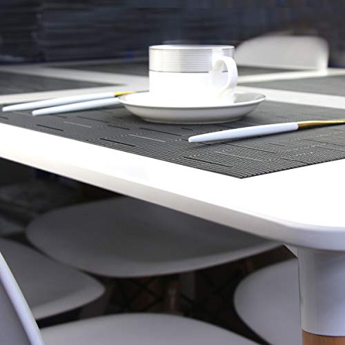 Placemats for Dining Table Washable Woven Vinyl Placemats Heat-resistand Table Dinner Placemats Set of 6 (Black) - color: Babmoo Black, size: placemats set of 6