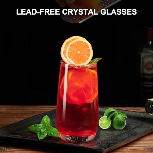 PARACITY Highball Glasses Set of 2, Drinking Glasses 12 Oz, Clear Glass Cups, Tall Tumbler Water Glasses, Glassware Set for Cocktail, Coffee, Mojitos | Clear drinking glassware for cocktails, coffee, mojitos and water, with a tall profile for home kitchen