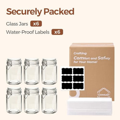 ComSaf 25 oz Glass Jars with Airtight Lids 6 Pack Pantry Coffee Canisters | Meal prep salads, Overnight oats, Preserving canning, Sourdough pickling, Pantry organization, Pickling fermenting, Snacks - size: 25oz*6