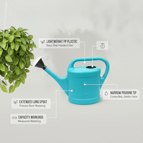 Long Spout Watering Can for Indoor Plants, Lightweight Blue PP Plastic with Narrow Tip for Precise Pouring - size: 12.99 x 3.35 x 9.84 in