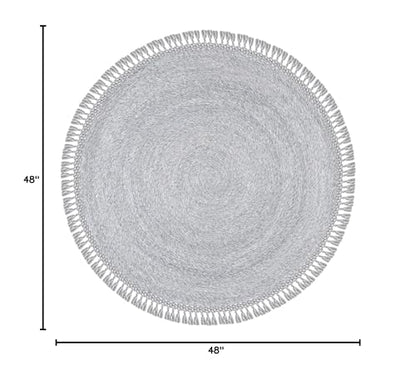 SAFAVIEH Sahara Collection Area Rug - 4' Round, Silver, Handmade Boho Tassel, Ideal for High Traffic Areas in Living Room, Bedroom (SAH490G) - color: Silver, size: 4' (Round)