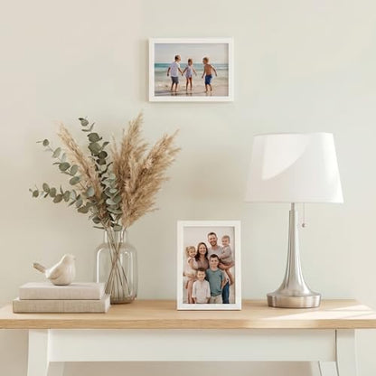 Americanflat 4x6 Picture Frame with Shatter-Resistant Glass - Streamline Collection - Thin Border Photo Frame for Tabletop and Wall Display - Hanging Hardware and Easel Stand Included - White | Shatter-resistant glass, wall or tabletop display with includ