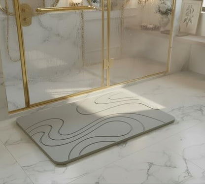Premium Stone Bath Mat Diatomaceous Earth Ultra Absorbent Quick Drying Easy to Clean Non-Slip Diatomite Stone Bath Shower Mat Ideal for Bathroom Floor (Light Grey) - color: Light Grey