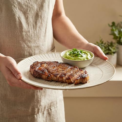 15.6-inch Ceramic Dinner Plate Set of 4, Ceramic Salad Plate Set, Retro Cream-Style Dinner Plate,Suitable for salads, appetizers, snacks, and sushi，Oven and dishwasher safety - color: White