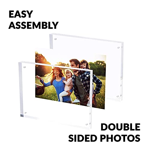 SimbaLux Magnetic Acrylic Picture Photo Frame 8x10 inches UV Protection | 24mm Thick, Clear Glass Like, Double Sided Frameless Desktop Floating Display, Free Standing, 20% Thicker than Most, 1 Pack - size: 8" x 10"