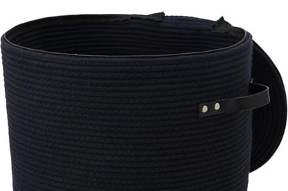16"x20" Extra Large Cotton Rope Basket with Zipper Lid, Woven Laundry Hamper and Blanket Storage Basket, Round Clothes Bin for Living Room Bedroom, Navy Blue - color: All Deep Blue