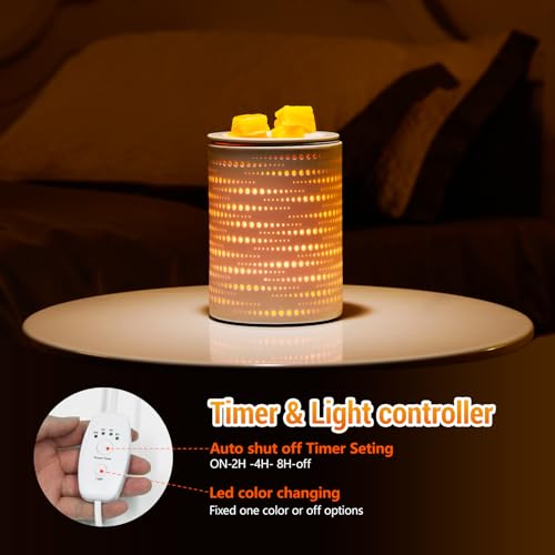 inrorans Wax Melt Warmer Ceramic Oil Burner with Timer Electric Candle Wax Melter with Led Coloful Changing Silicone Removeable Tray for Home Gifts-Sun Moon Galaxy - color: Sun Moon Galaxy