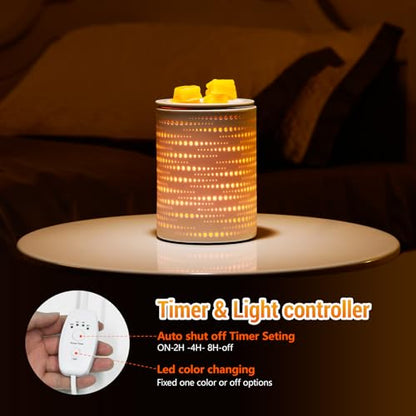 inrorans Wax Melt Warmer Ceramic Oil Burner with Timer Electric Candle Wax Melter with Led Coloful Changing Silicone Removeable Tray for Home Gifts-Sun Moon Galaxy - color: Sun Moon Galaxy