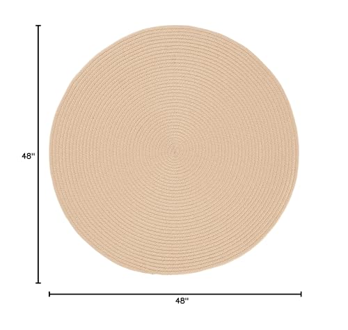 SAFAVIEH Braided Collection Area Rug - 4' Round, Beige, Handmade Country Farmhouse, Ideal for High Traffic Areas in Living Room, Bedroom (BRD402B) - color: Beige, size: 4' (Round)