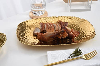 Pampa Bay Golden Millennium 14 x 9-inch Serving Platter, Gold - color: Gold