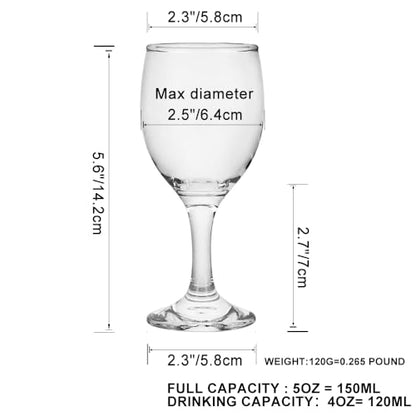 HEIGHT 5.6 Inches 120ML 4 Ounce Samll Capacity - Set of 6 Classic Red Small Wine Glasses Durable Clear White Lead-free Glass Cup For Party (Glass, 6Pcs4OZ) - color: 6Pcs4OZ