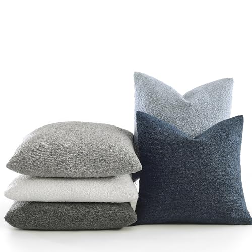 12x20 Boucle Lumbar Pillow Covers, Set of 2, Light Blue - color: Light Blue, size: 20" x 12" (Pack of 2)