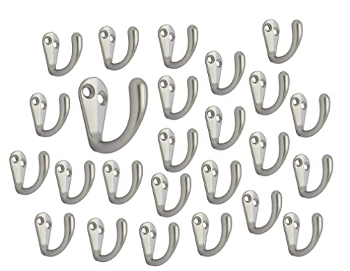 Premium Quality Single Prong Hook Hanger, Zinc Die Cast, Matte Nickel, Made in Taiwan, 25 Pack - color: Matte Nickel, size: 25 Pack