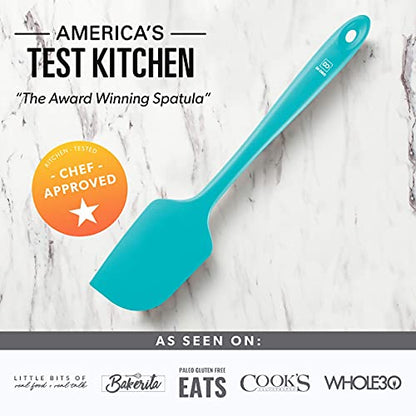 DI ORO Silicone Spatula Set - 600F Heat Resistant, 3-Pc Teal | Rubber scraper won't scratch nonstick pans; For baking, cooking, mixing, and frosting; BPA-free and dishwasher safe - color: Teal