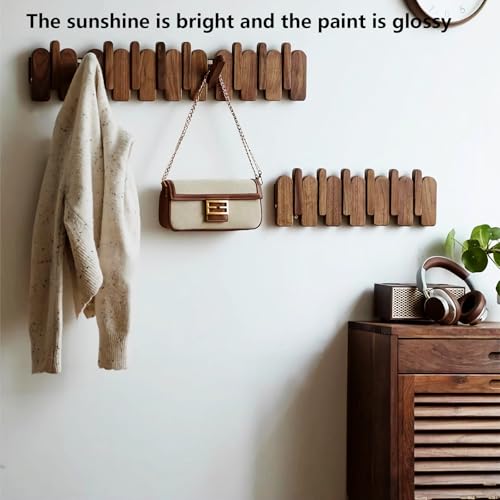 Wall Mounted Piano Key Hanger | Flip Style Hook | Entrance Wall Art Hook, Made of Oak Wood (3 Times Painted, 4 Times Polished) (Arc Beech, 4Hooks) - color: Arc Beech, size: 4Hooks