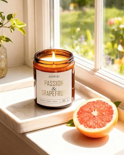 AOOVOO Candle Set - 4PC Scented Candles, 28 oz Soy Candles, Soy Candle for Home Scented, Joy Orange/Laughter Cranberry/Love Rose/Passion Grapefruit - style: Orange/Cranberry/Rose/Grapefruit