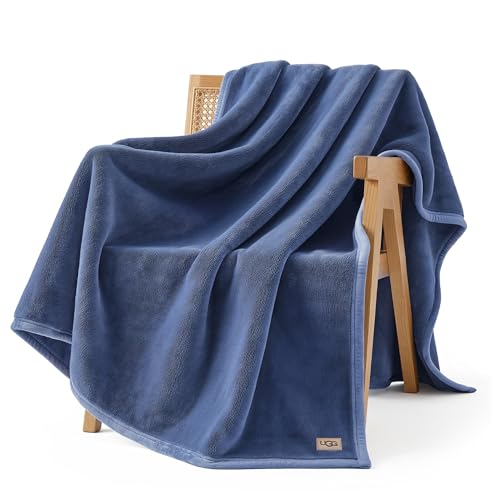 UGG Coco Throw Blanket, Ultra Soft Fleece Throw for Couch, 50" x 70", Blue | Oversized Throw, Living Room and Bedroom Decor, Birthday Gift, Oeko Tex Certified, Living Room Decor - color: Blue, size: Throw