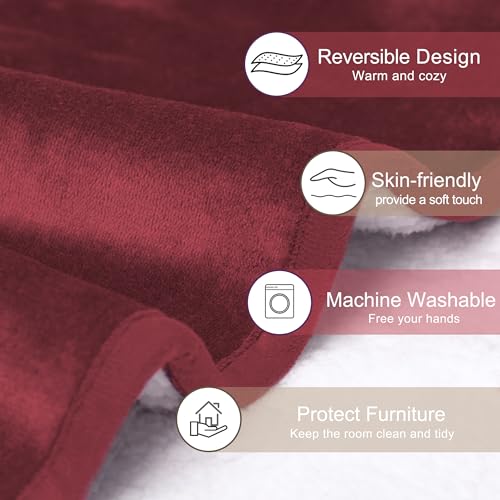gogobunny Waterproof Bed Blanket, Reversible Sherpa Fleece Throw Blanket for Dog Puppy Cat, Furniture Cover Protects Bed Couch Sofa from Liquid Pee and Pet Fur (Romantic Red, 25x35 inches) - color: Romantic Red, size: 25x35 inches