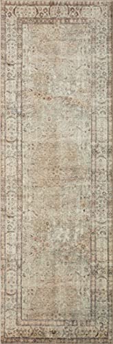 Loloi Margot Antique/Sage 2'-6" x 9'-6" Runner Rug | MAT-01 CloudPile™ Printed Approx. 3x10 Ivory / White Hallway Entryway Kitchen, Timeless, Classic, Plush, Runner Rug - color: Antique / Sage, size: 2'6" x 9'6" (Rectangular)