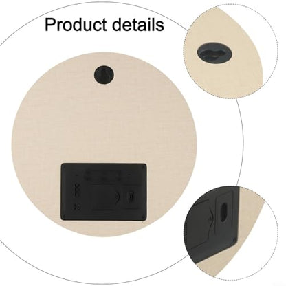 Wooden Silent Non-Ticking Wall Clock, Wood Moon Cordless Aesthetic Modern Alarm, Large LED Digital Round Clock for Living Room Bedroom -Display With Date,Temperature&Calendar(Light Rechargeable) - size: Light Rechargeable