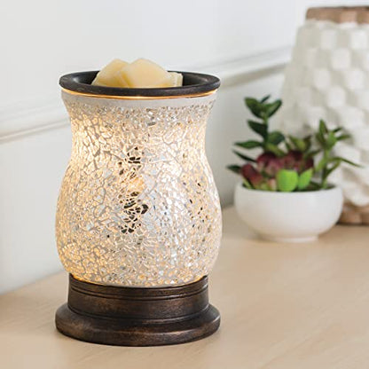 Candle Warmers ETC. Illumination Fragrance Warmer- Light-Up Warmer for Warming Scented Candle Wax Melts and Tarts or to Freshen Room, Reflection Mosaic Silver Glass - size: Reflection