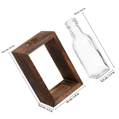 Rustic Wooden Plant Propagation Station with Visibility and Easy Maintenance, Hydroponic Glass Vase Planter for Plants, for Coffee Tables and Tabletop Decor