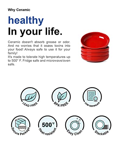 LE TAUCI Pasta Bowls 45 oz, Salad Bowls Set for Serving Soup, Pasta, Noodle, Dinner, Large Kitchen Bowl Plates, Microwave Safe - 8.5 Inch, Set of 4, Red - color: Red, size: 45 ounces
