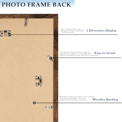 11x15 Picture Frame Deep Brown for Wall Hanging, Wood 11 x 15 Frame Photo Frame for Wall Horizontally or Vertically, Deep Brown, 3 Pack - size: 11x15 inch
