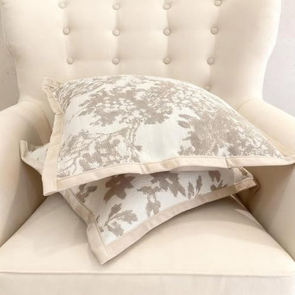 Maple Leaf Plant Spring Summer Pillow Cover for Couch Modern Style Pillow Covers Snow Neil Courtyard Home Pillow Cover 2-pack Set for Living Room Sofa Bed, Flower Plant Style (light brown, 18*18 inch) - color: Leaf + Brach Light Brown