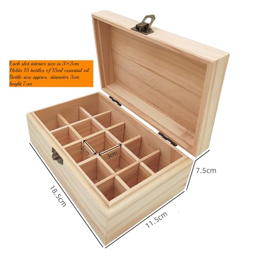 Anktily Unfinished Wooden Storage Organizer Box with Lid, Unpainted Wood Case Box for Small Keepsakes, Jewellery, Tea Bag Holder Case (15 Grids) - style: 15 Grids
