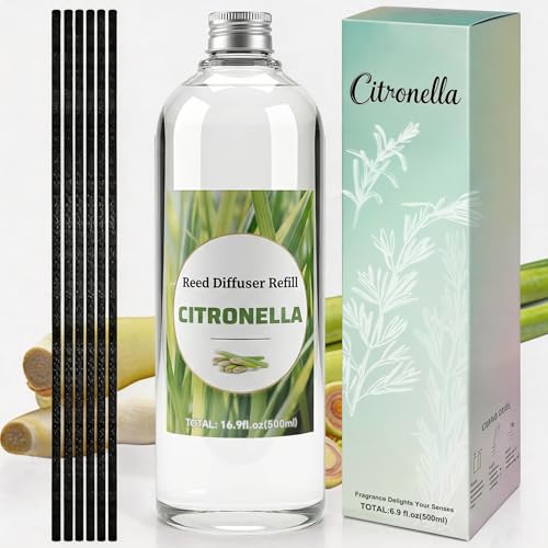 STRN Citronella Reed Diffuser Oil Refill, Scented Diffuser with Stick 200ML | Summer Long-Lasting Fragrance for Living Room, Bedroom, Office, Home Décor - color: Green 3