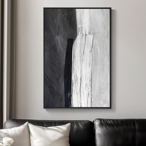 Framed Black and White Abstract Canvas Wall Art, Modern Art Prints Paintings Artwork for Walls, Minimalist Abstract Pictures for Living Room Dining Room Bedroom Office Bathroom Wall Decor 24x36 In - color: Black White B