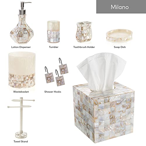 Milano Mother of Pearl Square Resin Tissue Box Cover with Bottom Slider - style: Square Tissue Box Cover