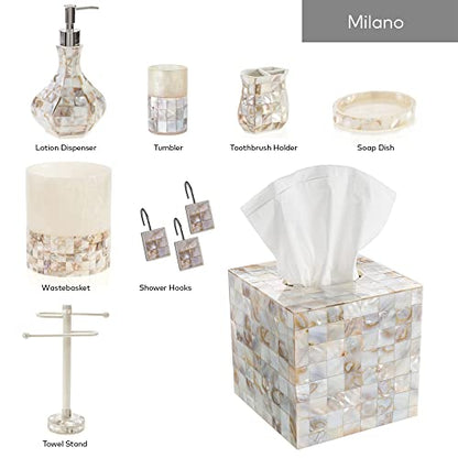 Milano Bathroom Toothbrush Holder - Decorative Bathroom Toothbrush Organizer Finished in Beautiful Mother of Pearl, 3 Slot Toothbrush Holder for Bathroom Fits Multiple Brushes - style: Toothbrush Holder