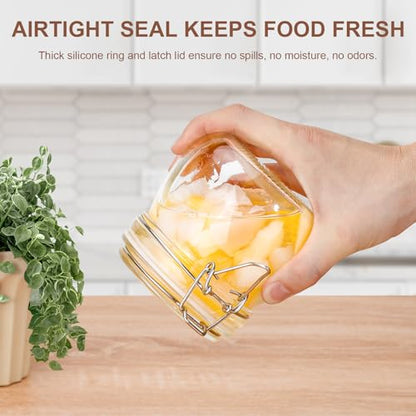 17oz Airtight Glass Jars, 6 Pack Clamp Lid Canisters, Small Food Storage Containers for Spices, Nuts, Snacks, Canning Jar for Jams & Pickling, Pantry Organization - size: 17 fl oz x 6 - Round