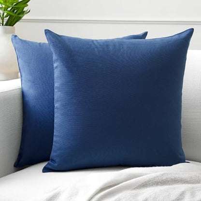 Encasa XO Throw Pillow Covers, Cotton, No Inserts 12"x12" Cobalt Blue | Durable Cotton Canvas | Concealed Invisible Zipper | Ideal for DIY & Embroidery | Living Room & Couch | Set of 2 - color: Cobalt Blue, size: 12" x 12" (Pack of 2)