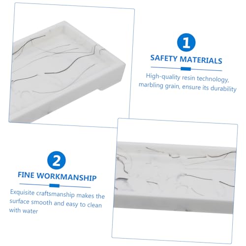 MAGICLULU Marble Design Composite Bathroom Vanity Tray for Cosmetics and Toiletries Storage, White Marble Home Storage Plate with Jewelry Holder for Bathroom Countertop Organizer