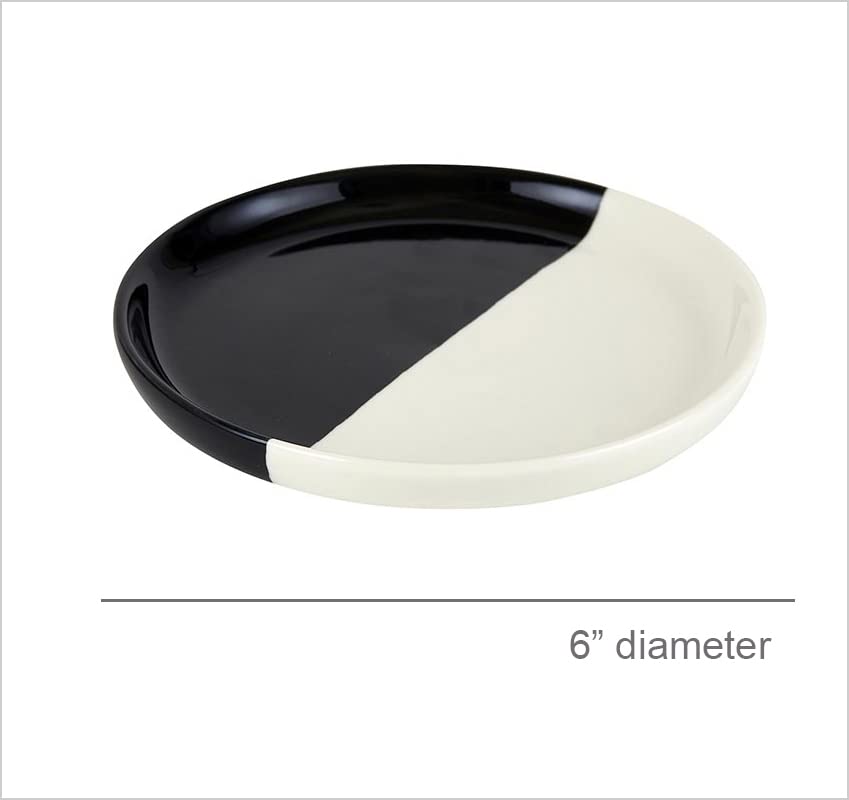 Santa Barbara Design Studio Appetizer/Dessert Plates TableSugar Dipped Ceramic Tapas Plates, Set of 4, Black | White - color: Black/White, size: Set of 4