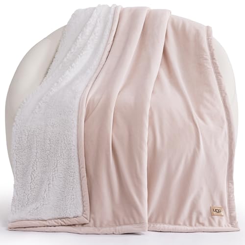 UGG Bliss Fleece Throw Blanket for Couch, 50''x70'', Quartz Pink | Super Soft & Reversible, Plush Fluffy Bedding, Oeko-Tek Compliant, Giftable Blanket, Medium Weight, Machine Washable - color: Pink
