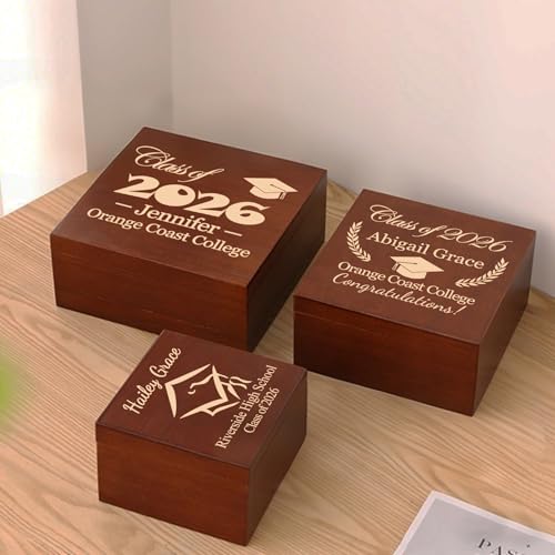 Personalized Graduation Keepsake Box for Him Her, Custom Graduation Gifts | Wooden Memory Box, Grauation Gift Box, Wood Box for Jewelry, Mementos & Photos Storage, Customize Grad Year, Name & Message - size: 5.9"L x 5.9"W x 3.9"H, style: Graduation