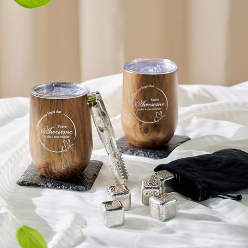 Wine Lovers Gifts for Women, Birthday Gifts for Mom Sister Friend Coworker Girlfriend Inspirational Gift Set, Wine Gift Box Set with Tumblers, Ice Cubes - style: Wine Lover Gifts
